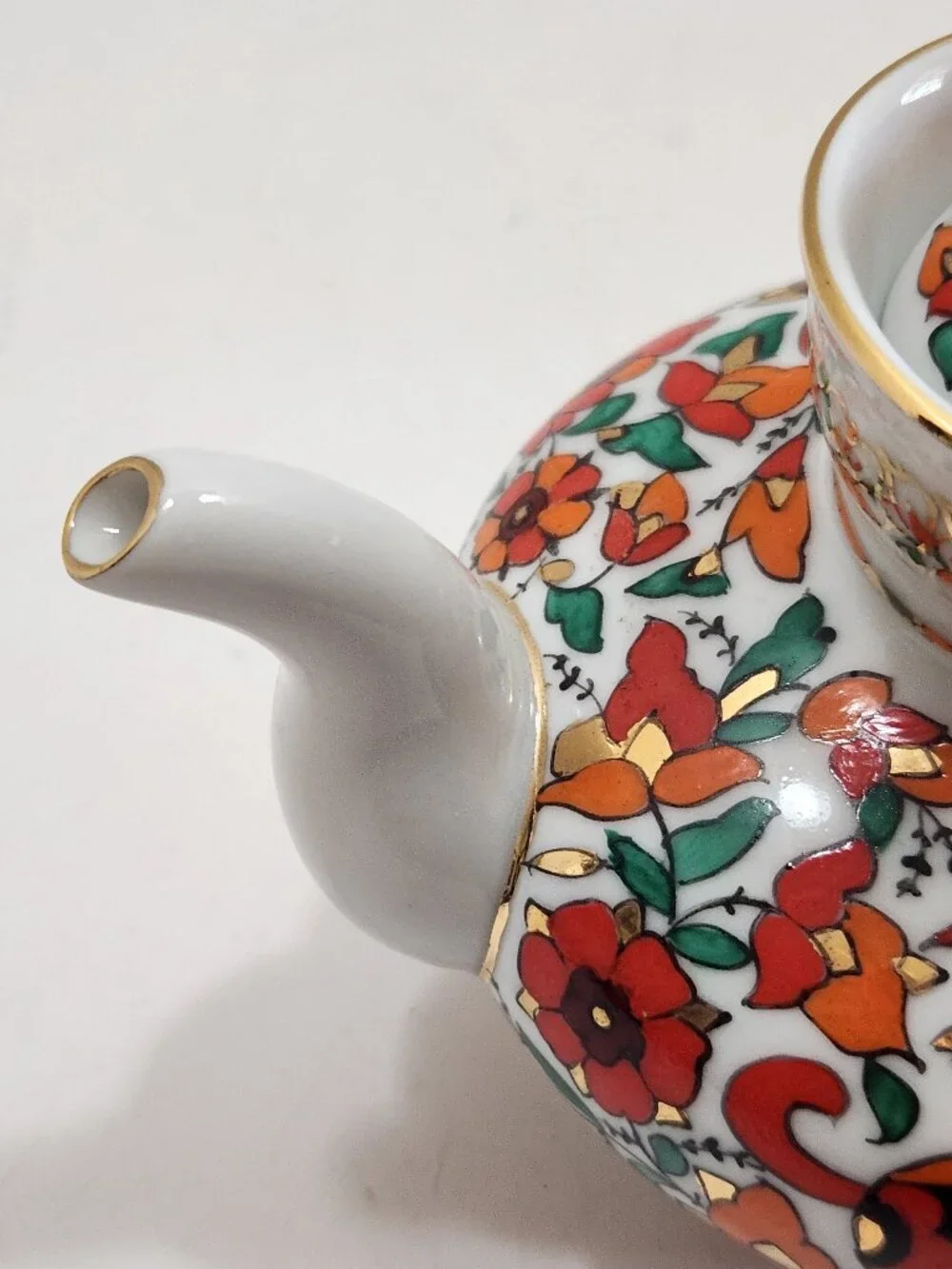 Vintage Lomonosov LFZ USSR Porcelain Red Rooster Teapot Malysh Shape Hand Painte